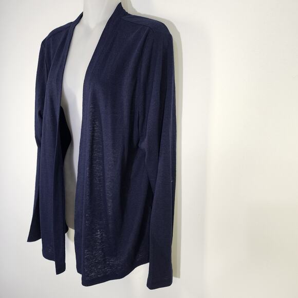 Talbots Womens Cardigan Sweater Medium Blue Linen Blend Long Sleeve Open Front - Picture 5 of 9
